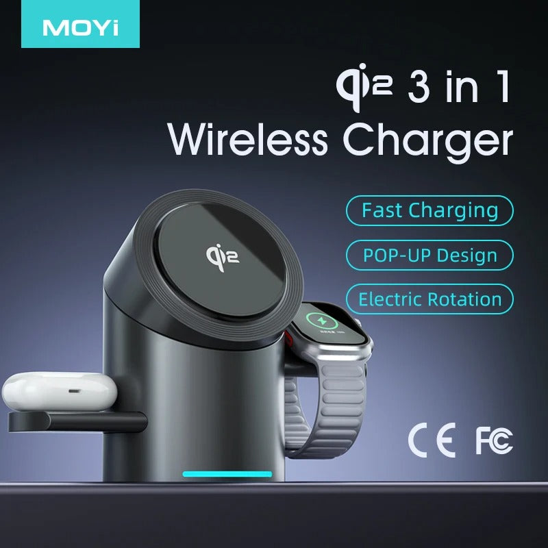 3 in 1 Wireless Charger 15W Aluminum Wireless Charger