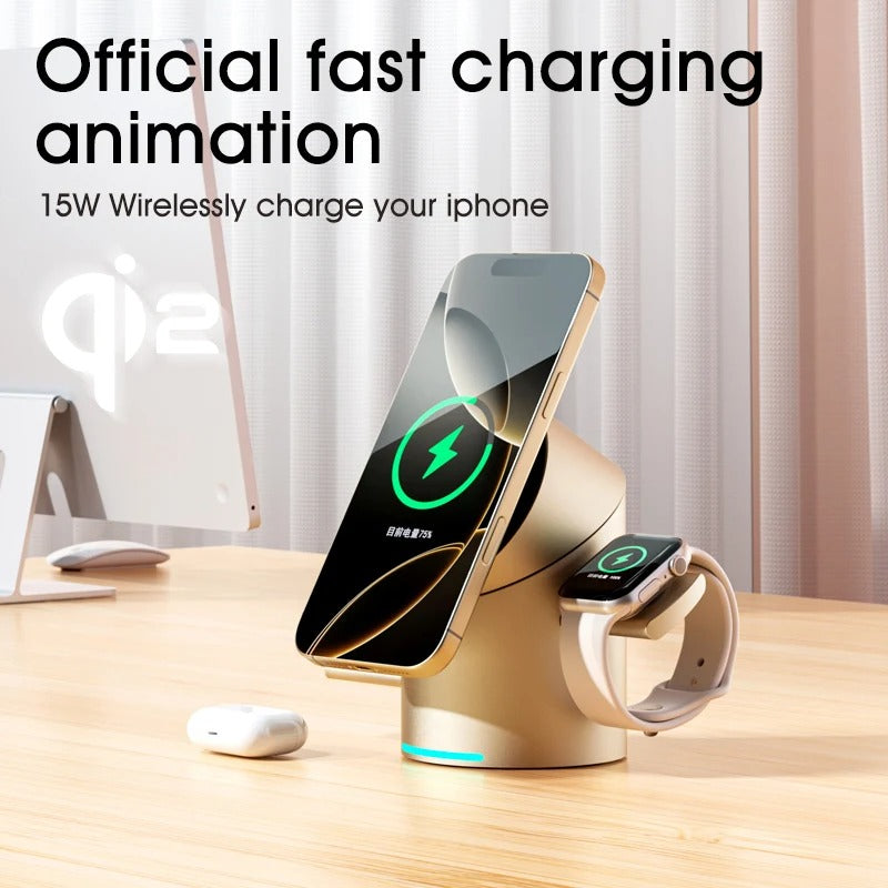 3 in 1 Wireless Charger 15W Aluminum Wireless Charger